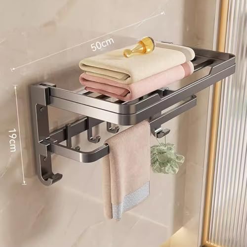 ANNBKA Gray Towel Shelf Wall-Mounted 50cm