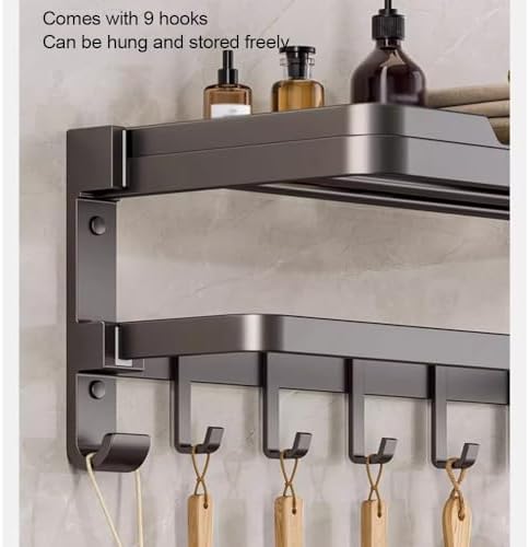 ANNBKA Gray Towel Shelf Wall-Mounted 50cm