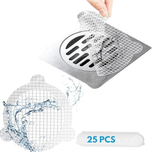 AMAZOPEN 25-Pack Disposable Shower Hair Catcher Stickers