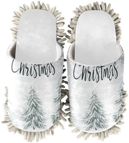 RunningBear White Snowflake Mop Slippers for Home and Office