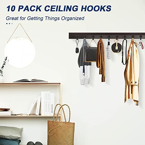 NearMoon Matte Black Stainless Steel Ceiling Hooks 10 Pack