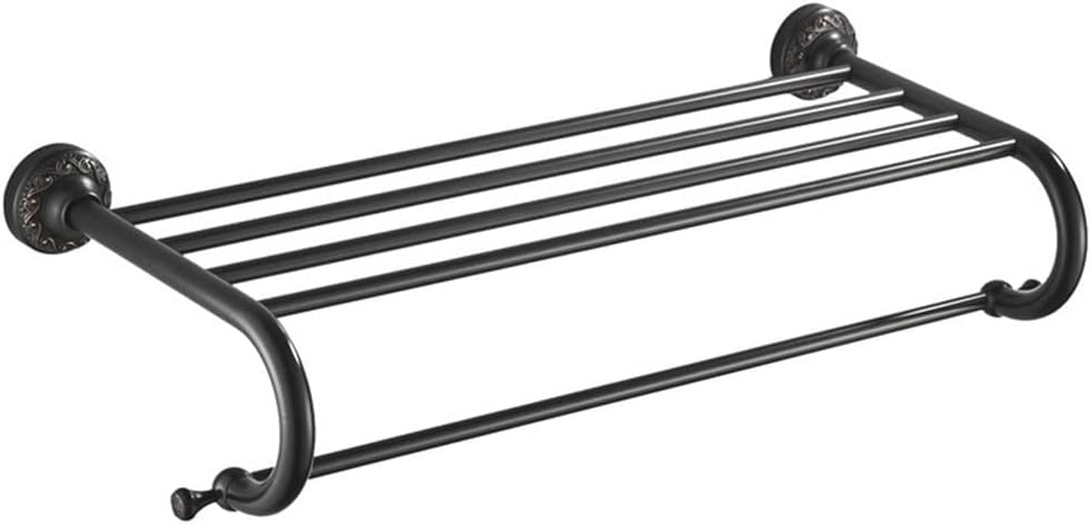 ANNBKA Towel Shelf Pendant Brass Black Antique Double Layer Towel Holder
