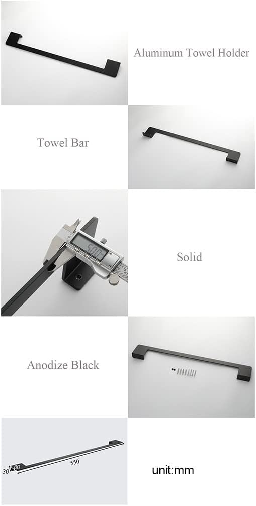 ANNBKA Aluminum Towel Bar Black Wall Mounted Towel Holder for Bathroom Kitchen