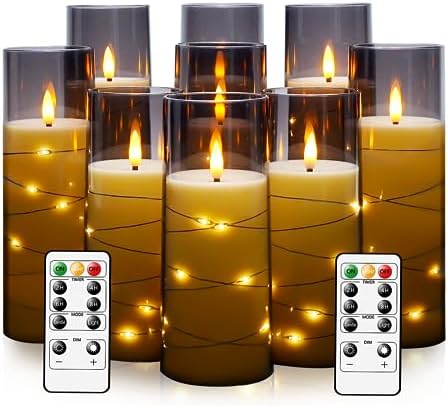 kakoya Flameless LED Candles with Timer 9pcs Grey