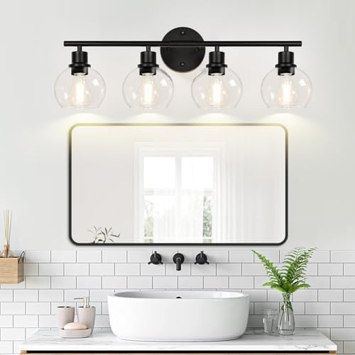 Indoi 4-Light Bathroom Vanity Light Fixture Black