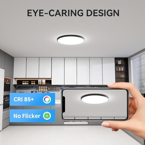 Super Bright 3200LM LED Flush Mount Light 8 Pack Black