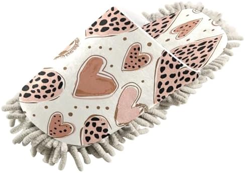 Zhirexin Brown Heart Mop Slippers for Men Women