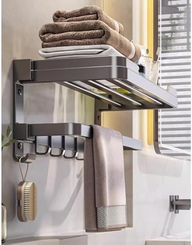 ANNBKA Gray Towel Shelf Wall-Mounted 50cm