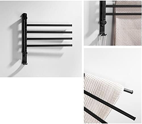 Brushed Gold Towel Bar Swivel Hanger 4 Bars Black Bathroom Towel Rail