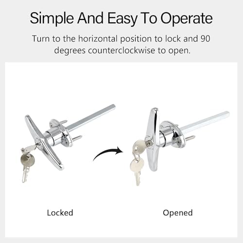 Universal Garage Door T-Handle Replacement Lock 2 Pack with 2 Keys