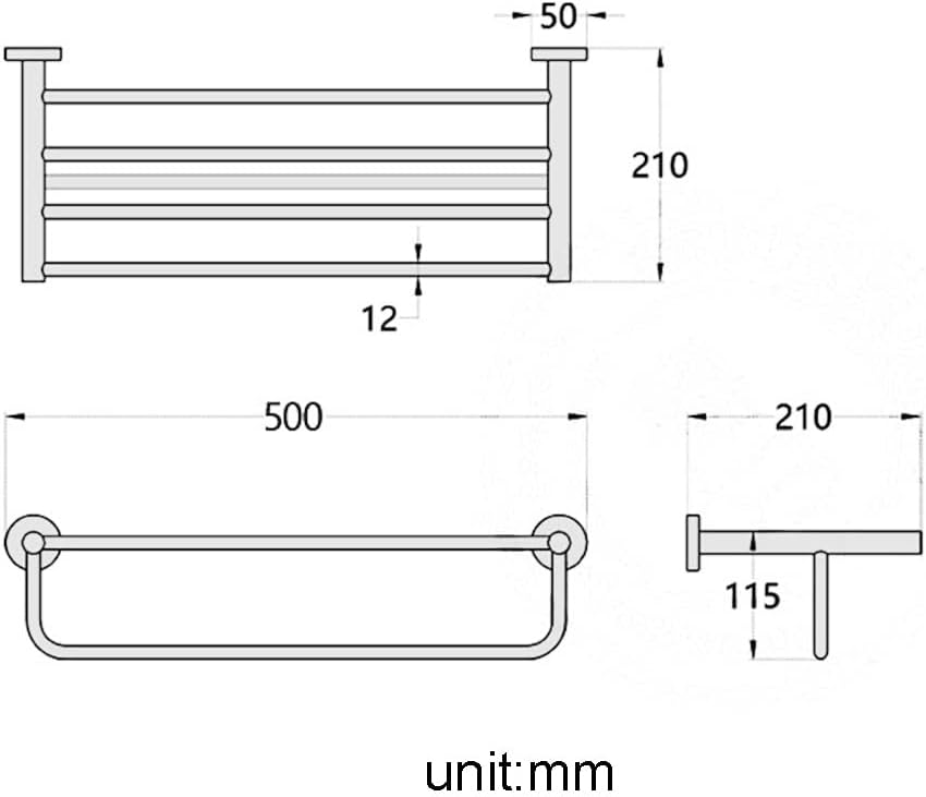 ANNBKA 50cm Black Brass Wall-Mounted Towel Rack 1