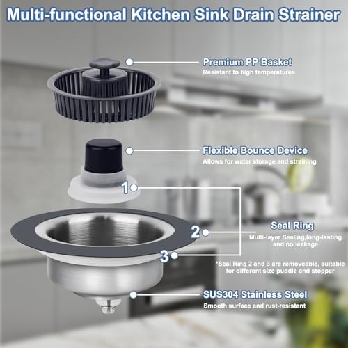 Semour 3 in 1 Kitchen Sink Drain Strainer Stopper 1