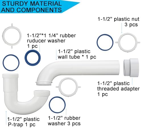 Yariwiz White P Trap 1 12 Inch Drain Kit