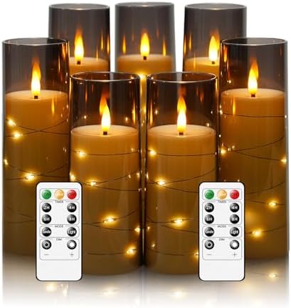 Eebuss Flameless Candles with Star String Set of 7
