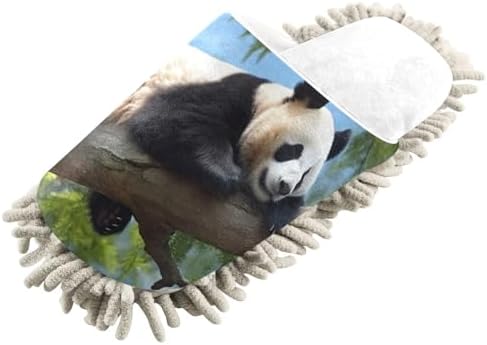 RunningBear White Panda Mop Slippers for Clean Office