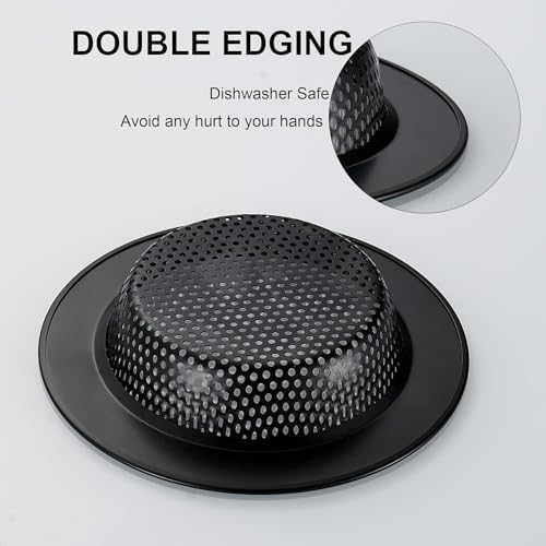 LASSHSWA 2 PCS Matte Black Sink Strainer with Large Rim