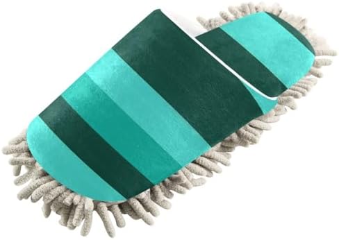 Zhirexin Green Stripe Cleaning Mop Slippers