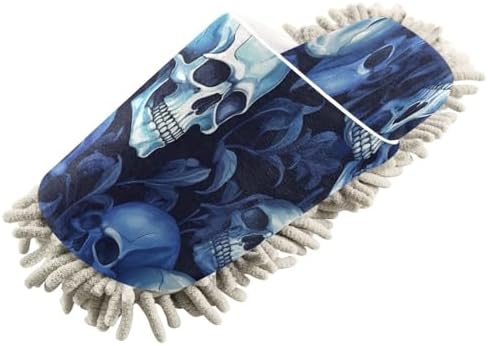 Zhirexin Blue Skull Microfiber Mopping Slippers