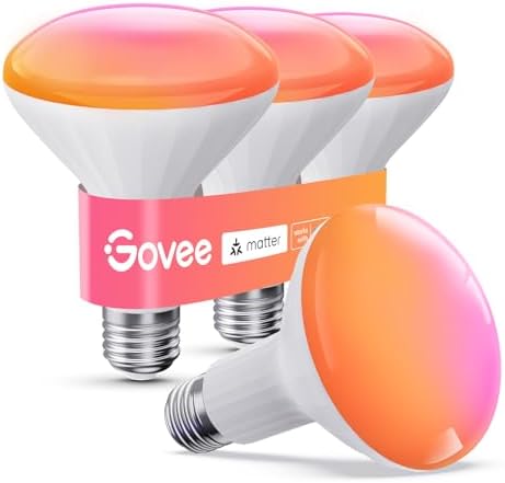 Govee BR30 Smart Bulbs 4 Pack Matter Alexa Google Assistant Compatible