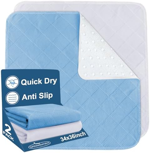 Springspirit Reusable Waterproof Bed Pads 34x36 2 Pack