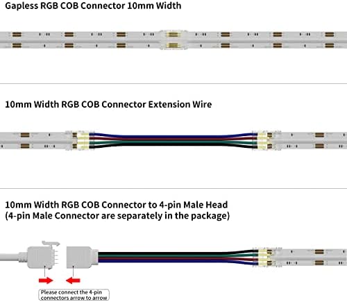 PAUTIX 10mm COB LED Strip Connectors 4 Pin
