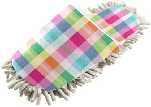 Zhirexin Colorful Striped Plaid Cleaning Slippers