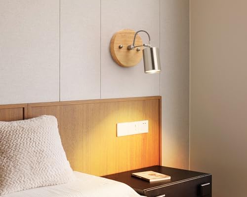 2 Pack Adjustable Ceiling Spotlights with Wooden Base 1