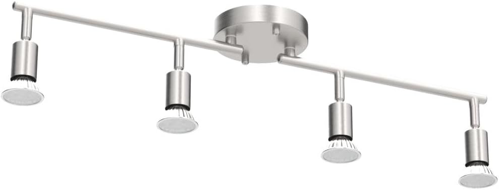 Unicozin LED 4 Light Track Kit Matt Nickel 4-Way Ceiling Spot Lights