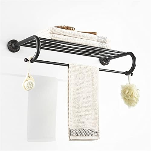 ANNBKA Towel Shelf Pendant Brass Black Antique Double Layer Towel Holder