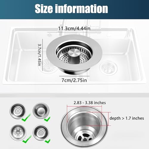 WEEKUU 4 in 1 Stainless Steel Sink Strainer with Copper Bounce 1