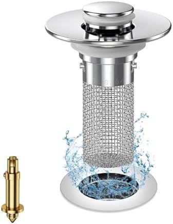 Bathroom Sink Stopper Hair Catcher with Pop Up Mechanism 1Pcs Universal Replacement