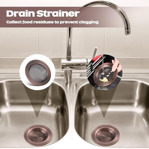 Retisee 2 Pcs Stainless Steel Sink Strainer Red Bronze 44 Diameter