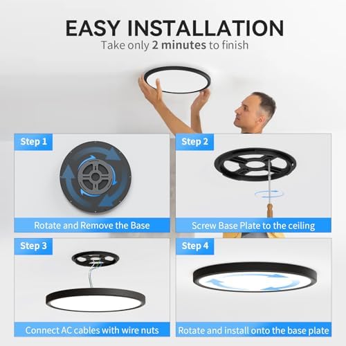 Super Bright 3200LM LED Flush Mount Light 8 Pack Black