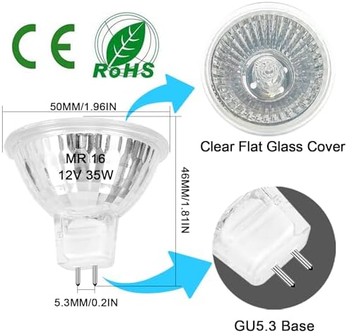 MR16 Halogen Bulb 35W Dimmable 12V Spotlight 6 Pack Warm White