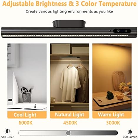 Hapfish Rechargeable Magnetic LED Wall Strip Light - Dimmable Black