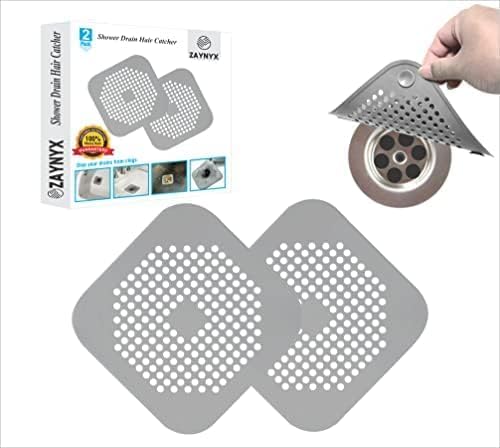 ZAYNYX 2 Pack Shower Hair Catcher with 4 Suction Cups
