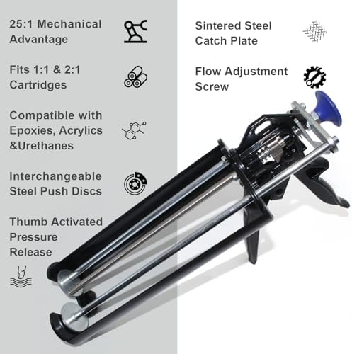 Dual Cartridge Epoxy Gun 600 mL 281 Thrust Ratio