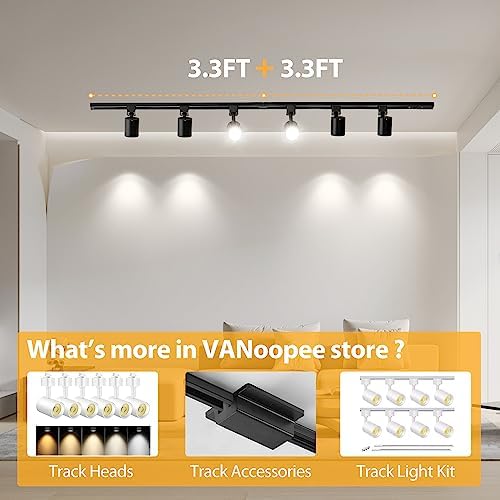 VANoopee 10FT H Track Lighting Rails Kit Black
