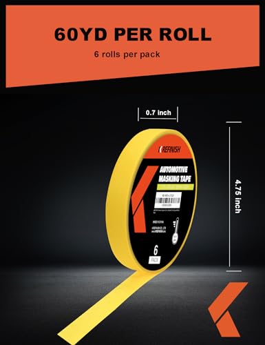 KREFINISH Heat Resistant Yellow Masking Tape for Auto Painting