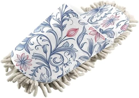 Zhirexin Blue Flowers Mandala Microfiber Cleaning Slippers