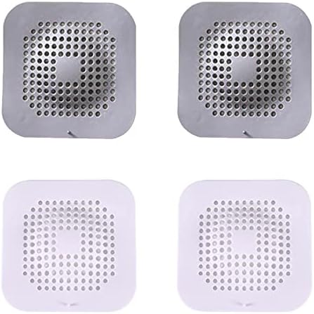 4 Pack Square Hair Catcher with Suction Cups for Shower and Kitchen