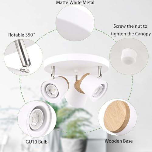 TeHenoo 3-Light Ceiling Spotlight Fixture with Bamboo Accent