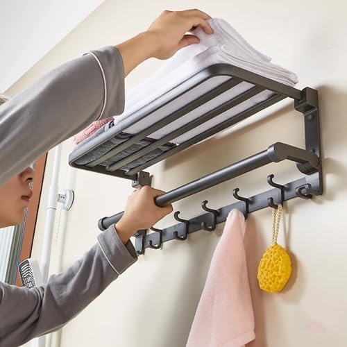 ANNBKA Foldable Towel Bar Black 50cm Wall Mounted