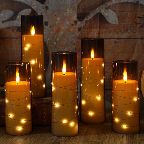 Eebuss Flameless Candles with Star String Set of 7