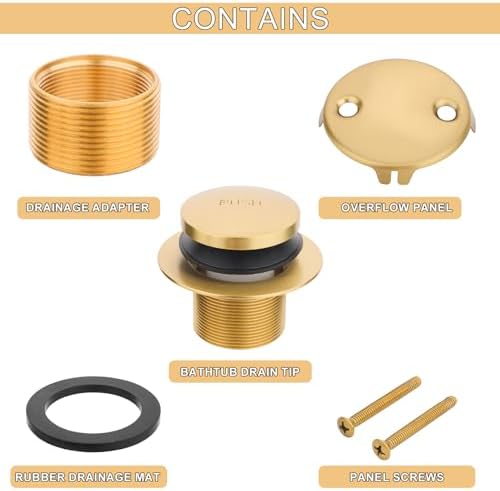 Universal Bath Tub Drain and Overflow Kit with All Metal Components 1
