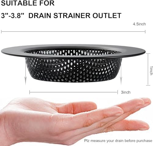 LASSHSWA 2 PCS Matte Black Sink Strainer with Large Rim