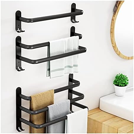 BOCbco Space Aluminum Towel Rail 30Cm Black Matte Wall Mounted Holder