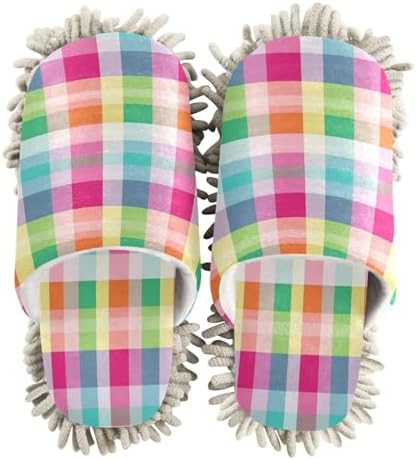 Zhirexin Colorful Striped Plaid Cleaning Slippers