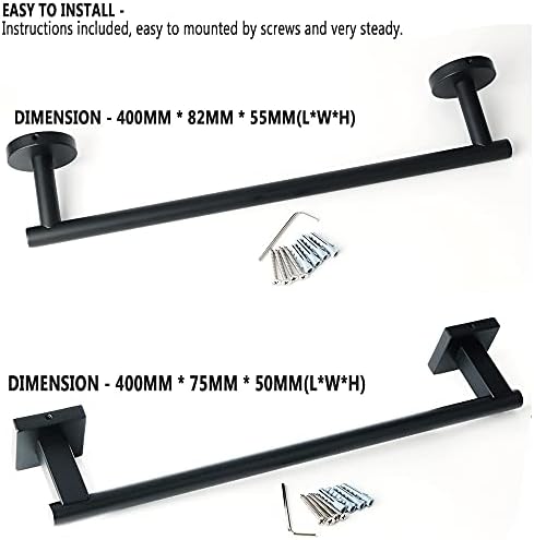 BOCbco Black Towel Rail 40Cm Wall-Mounted Towel Holder