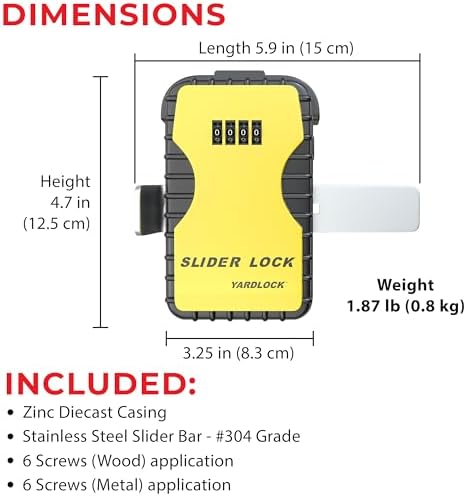 Yardlock Keyless Garage Door Slider Lock - 4 Dial Combination Deadlock